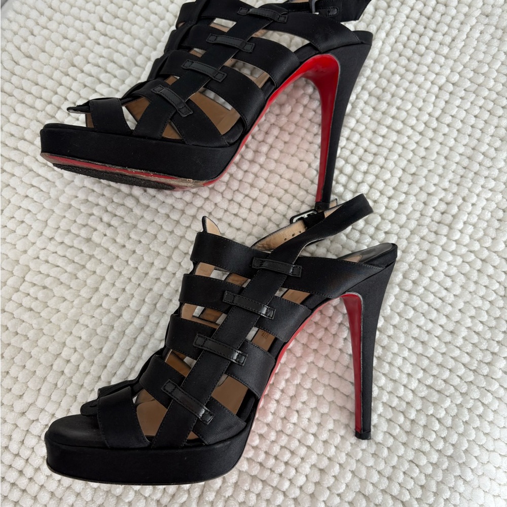 Christian Louboutin Paquita 120 Crepe Satin Caged Heels